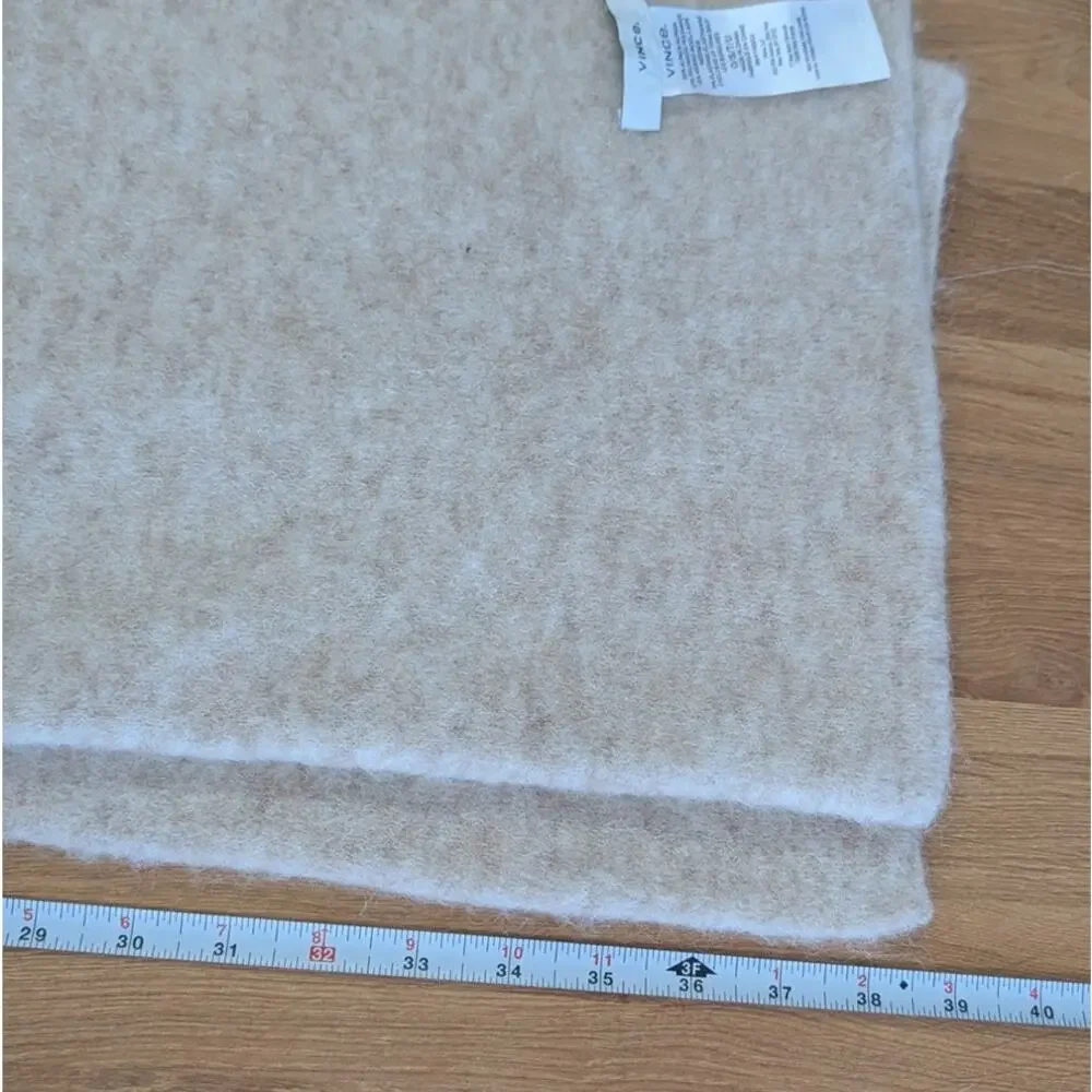 Vince Beige Brushed Alpaca Merino Blend Scarf One Size